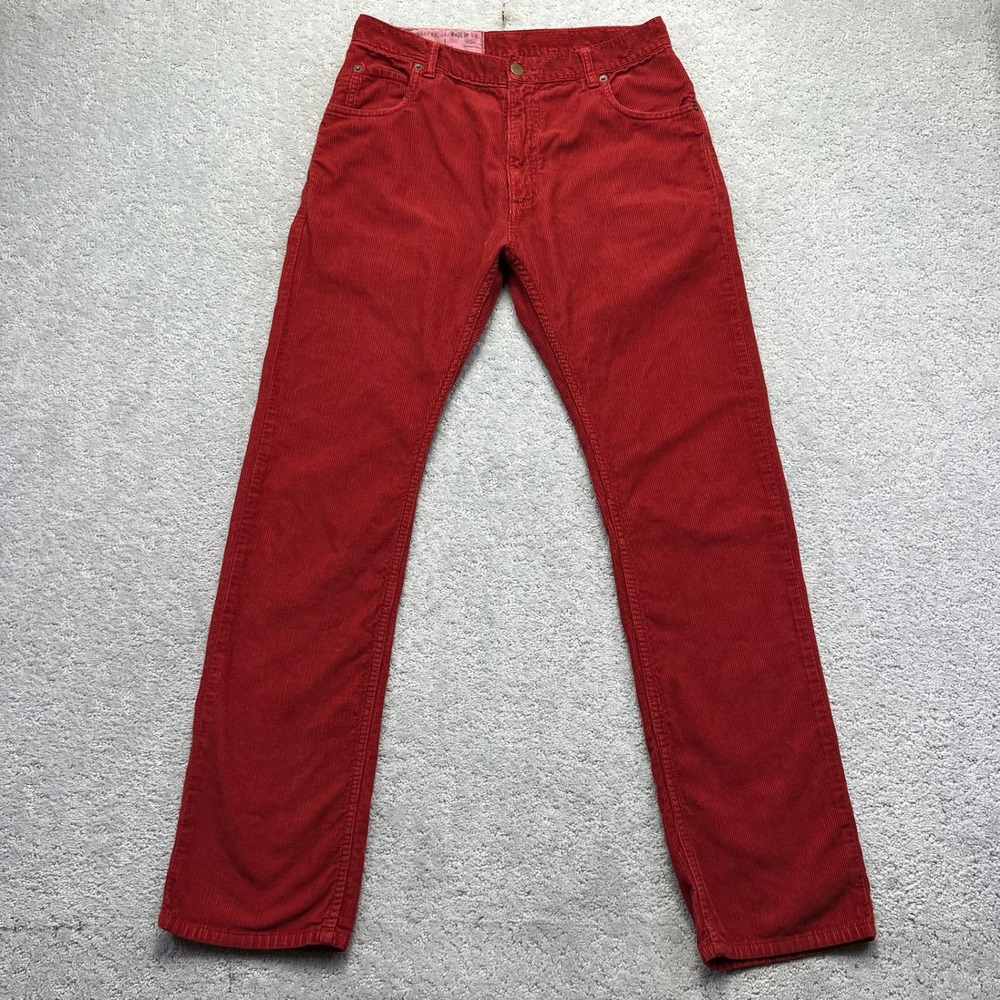 Billy Reid Corduroy Pants Mens Size 33 Red Cordova Jean Made in USA 100% Cotton